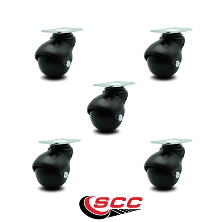 Service Caster 2 Inch Flat Black Hooded Top Plate Ball Casters, 5PK SCC-TP01S20-POS-FB-5